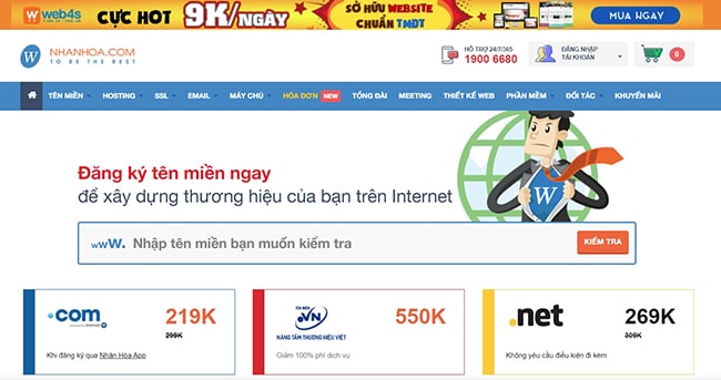 Bảng giá các loại tên miền tại Web4s 